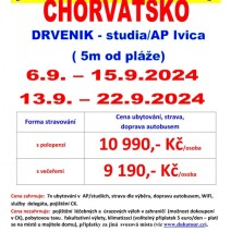 Chorvatsko – Drvenik – zvýhodněný pobyt (ubytování + doprava + stravování)