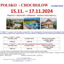 15.11. – 17.11.2024  Polsko – termální lázně Chocholow